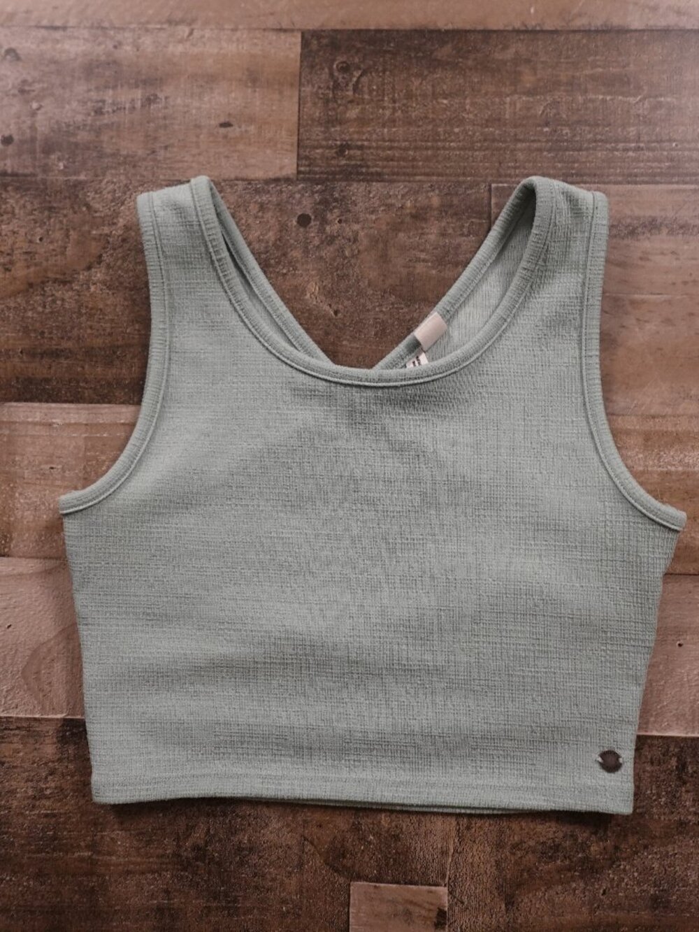 Roxy Cropped Tank Top Women’s Small Green Cross Back Cutout Active Casual